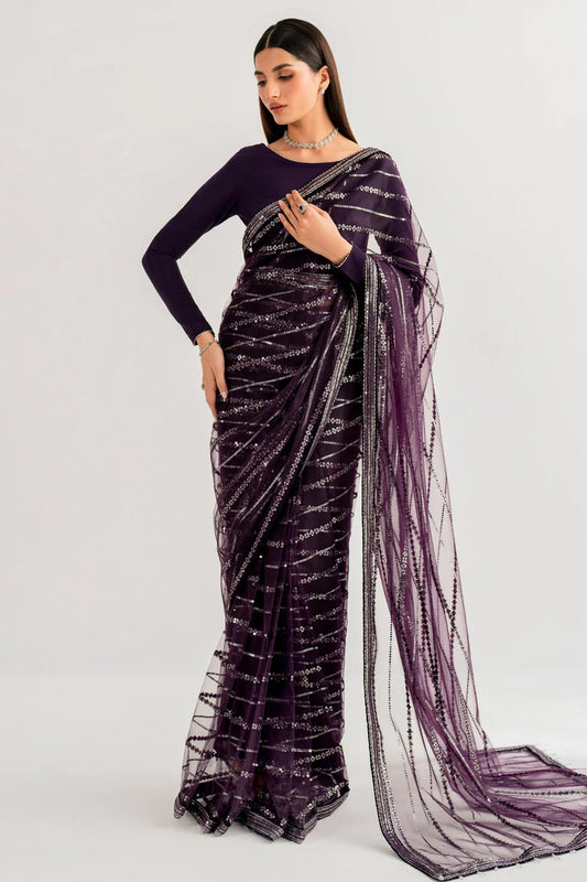 JAZMIN | LUXURY SAREE | Embroidered Raw Silk UR-7026